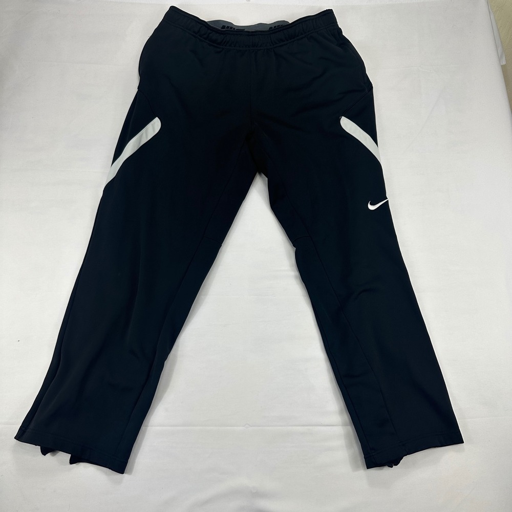 Nike Women's Dri-FIT Track Pants Black White Side Stripe‎ Athletic Warm Up Large